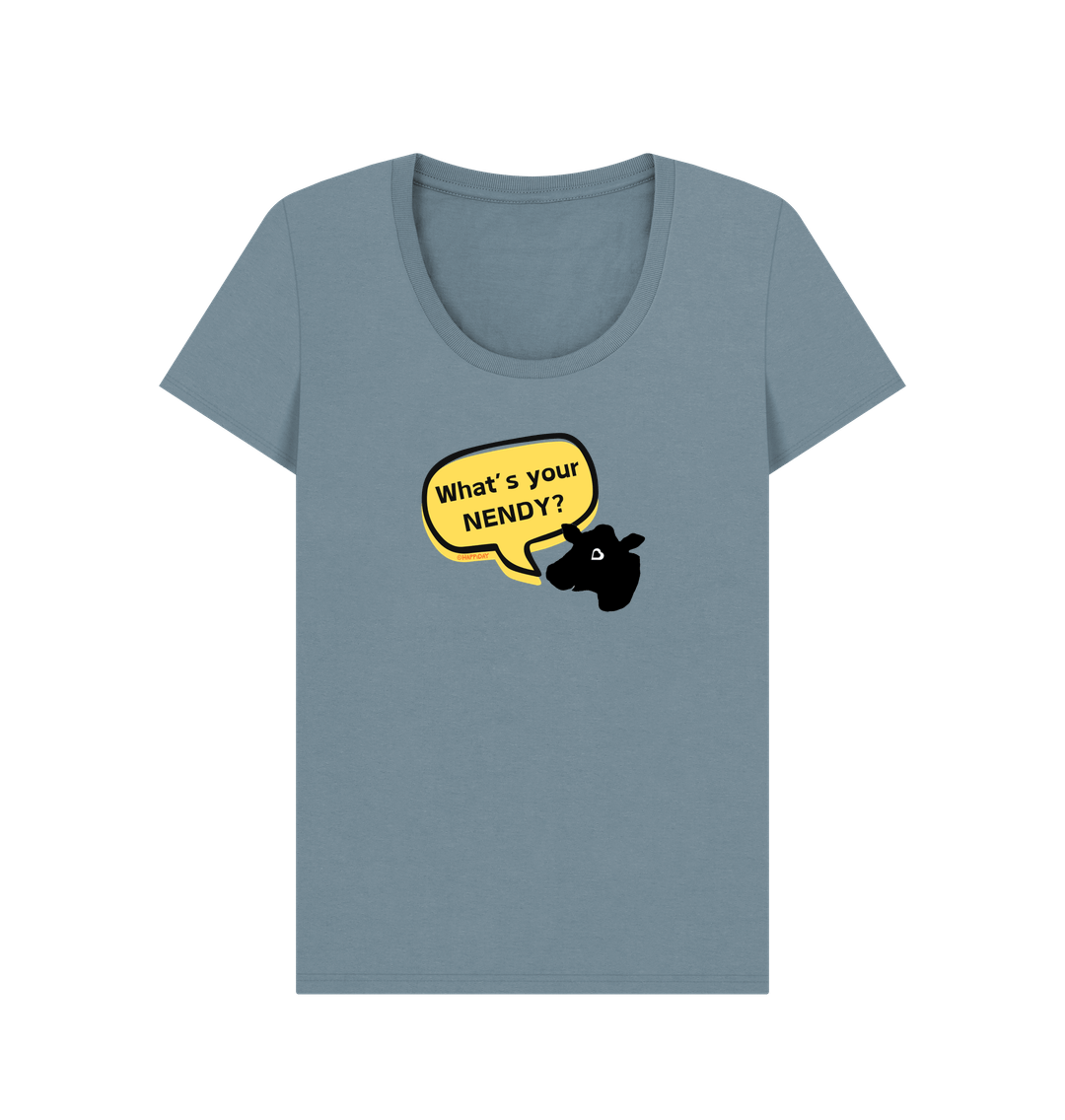 Stone Blue What's your NENDY? - Scoop neck tee