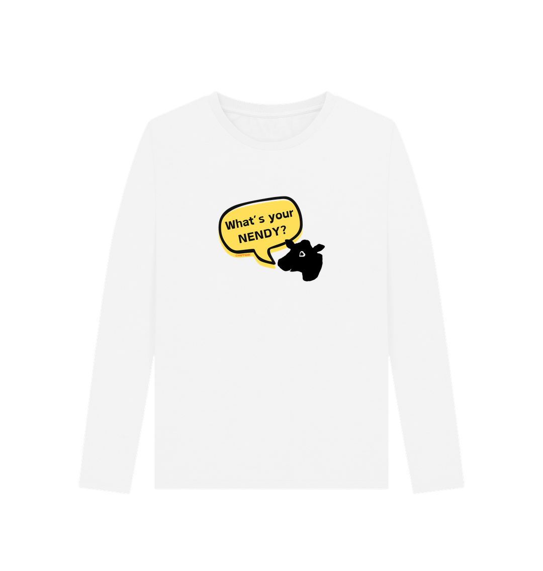 White Printed Long Sleeve T Shirt Front